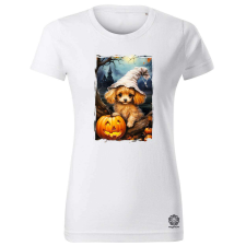 Magnolion Halloween tök és kutyus v3 női póló - 19 szín, XS-2XL női póló