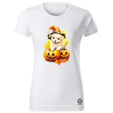 Magnolion Halloween tök és kutyus v4 női póló - 19 szín, XS-2XL női póló