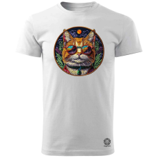 Magnolion Hímzett macska v4 férfi póló - 19 szín, S-3XL