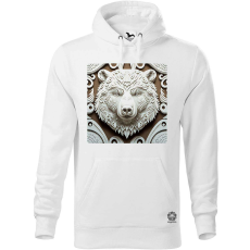 Magnolion Kivágott papír művészet  barna medve fej férfi pulóver - 19 szín, S-5XL