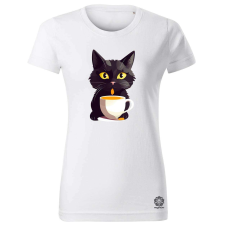 Magnolion Macska és kávé v1 női póló - 19 szín, XS-2XL női póló