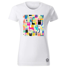 Magnolion Macska kollázs v15 női póló - 19 szín, XS-2XL