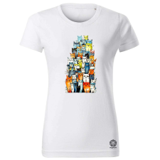 Magnolion Macska kollázs v16 női póló - 19 szín, XS-2XL női póló