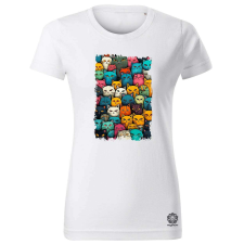 Magnolion Macska kollázs v17 női póló - 19 szín, XS-2XL női póló