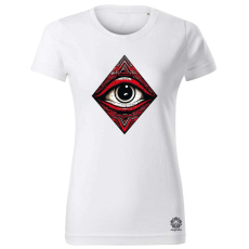 Magnolion Mindent látó szem matrica v3 női póló - 19 szín, XS-2XL