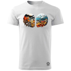 Magnolion Pointillizmus Felhők a város felett férfi póló - 19 szín, S-3XL