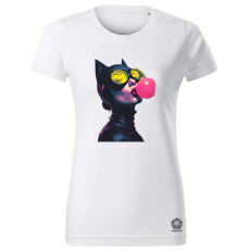 Magnolion Popart macskanő v4 női póló - 19 szín, XS-2XL