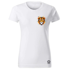 Magnolion Pozitív alakzat negatív tér oroszlán zseb női póló - 19 szín, XS-2XL