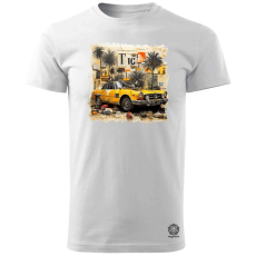Magnolion Vintage kollázs autó v4 férfi póló - 19 szín, S-3XL