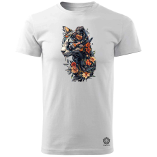 Magnolion Virágba borult macska férfi póló - 19 szín, S-3XL