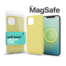  MagSafe rögzítésű Soft Touch Silicone Case Apple Iphone 13 Pro készülékhez - halvány citromsárga tok és táska