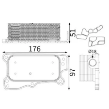 Mahle Olajhűtő, motorolaj CLC 13 001S autóalkatrész