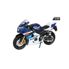  Makett motorkerékpár, 01:18 Suzuki GSX-R750, sötétkék és fehér. autópálya és játékautó