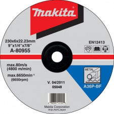 Makita Csiszolótárcsa ACÉL 230x6mm, A-80955 csiszolókorong és vágókorong