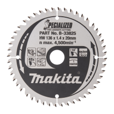 Makita SPECIALIZED Laminált lemez Körfűrészlap Ø 136mm 48 fog (B-33825) fűrészlap