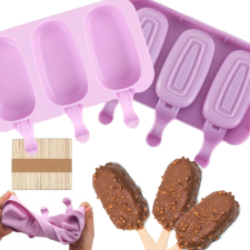 Malatec Fagyi készítő szilikon forma 3db-os, 50 darab pálcikával konyhai eszköz