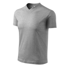 Malfini 102 Malfini V Nyakú unisex póló sötétszürke melírozott - XL