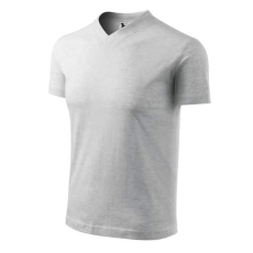 Malfini 102 Malfini V Nyakú unisex póló világosszürke melírozott - L