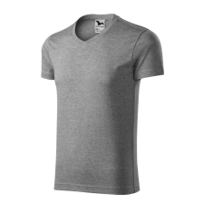 Malfini 146 Slim Fit V-neck férfi póló sötétszürke melírozott színben munkaruha