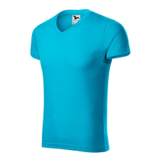 Malfini 146 Slim Fit V-neck férfi póló türkiz színben munkaruha