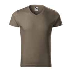 Malfini ADL146 SLIM FIT V-nyakú Férfi póló (army, XL) Malfini
