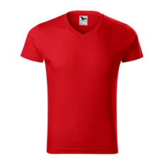 Malfini ADL146 SLIM FIT V-nyakú Férfi póló (piros, M) Malfini