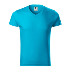 Malfini ADL146 SLIM FIT V-nyakú Férfi póló (türkizkék, M) Malfini