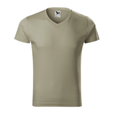 Malfini ADL146 SLIM FIT V-nyakú Férfi póló (világos kheki, S) Malfini
