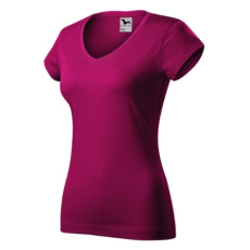 Malfini ADL162 FIT V-nyakú Női póló (fukszia, L) Malfini