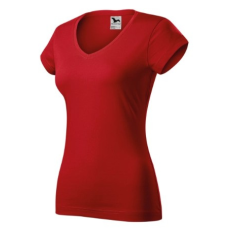 Malfini ADL162 FIT V-nyakú Női póló (piros, XS) Malfini