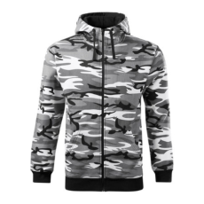 Malfini ADLC19 CAMO ZIPPER Cipzáros férfi pulóver (terepszín szürke, S) Malfini