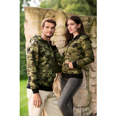 Malfini ADLC20 CAMO ZIPPER Cipzáros női pulóver (terepszín zöld, XXL) Malfini
