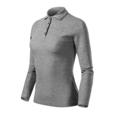Malfini Pique Polo LS galléros póló női sötétszürke melírozott M