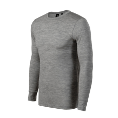 MALFINI Premium Merino Rise LS póló férfi sötétszürke melírozott L