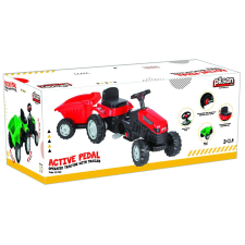 MalPlay Pilsan Traktor utánfutóval pedálokkal, Piros lábbal hajtható járgány