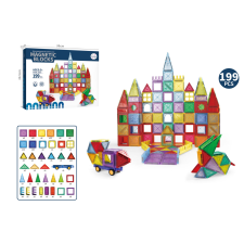 Mamido Mágneses építőkocka 199 darabos Ábécés ablakos XXL barkácsolás, építés