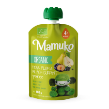 MAMUKO BIO KÖRTE, SZILVA ÉS FEKETE RIBIZLI PÜRÉ 100 g bébiétel