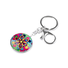 Mandala kulcstartó 3,5 cm, Sárga kulcstartó