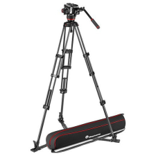 Manfrotto 504x fluid videó fej karbon ikerlábas állvánnyal, földterp. (MVK504XTWINGC) fotó állvány