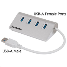 MANHATTAN USB HUB - USB 3.0 ->  4db USB 3.0 aluminium burkolat (163767) (163767) hub és switch
