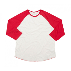 Mantis Uniszex 3/4-es ujjú póló Mantis Superstar Baseball T 2XL, Mosott fehér/Meleg piros