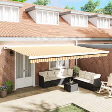  Manuális Behúzható Napellenző Narancs és Fehér 500x300 cm kerti bútor
