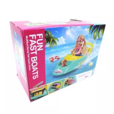 Manyuk Toys Motorcsónak szett babával - 9 db-os játékbaba felszerelés