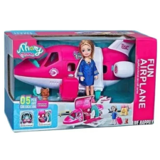 Manyuk Toys Repülőgép játékszett babával - 11 db-os játékbaba felszerelés