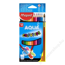 MAPED Akvarell ceruza készlet, háromszögletű, ecsettel, MAPED Color`peps, 12 különböző szín (IMA836011) akvarell