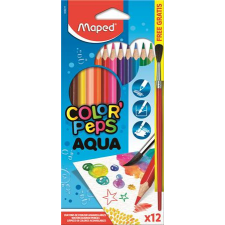 MAPED Akvarell ceruza készlet, háromszögletű, ecsettel, MAPED &quot;Color&#039;Peps&quot;, 12 különböző szín akvarell