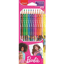 MAPED BB Színes ceruza készlet, háromszögletű, MAPED &quot;Barbie&quot;, 12 különböző szín színes ceruza