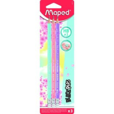 MAPED : Black Peps pasztell radírvégű háromszögletű grafitceruza készlet - HB, 3 db ceruza