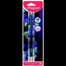 MAPED : Deep Sea Paradise háromszögletű grafitceruza radírral - HB, 3 db ceruza