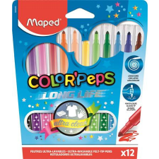 MAPED Filctoll készlet, 1-3,6 mm, kimosható, MAPED &quot;Color&#039;Peps Long Life&quot;, 12 különböző szín filctoll, marker